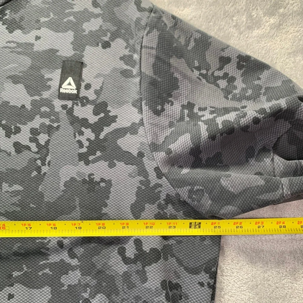 Reebok Mens Camouflage Hoodie Sweatshirt Size 2XL Full Zip Athletic Gray